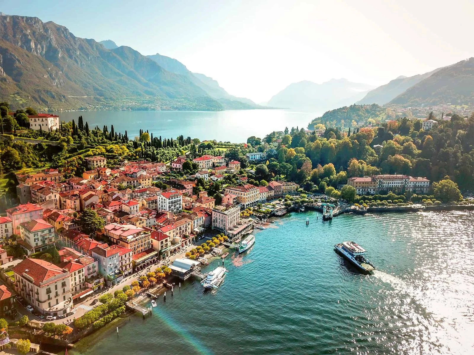 Bellagio, Lake Como and the surrounding mountains from above